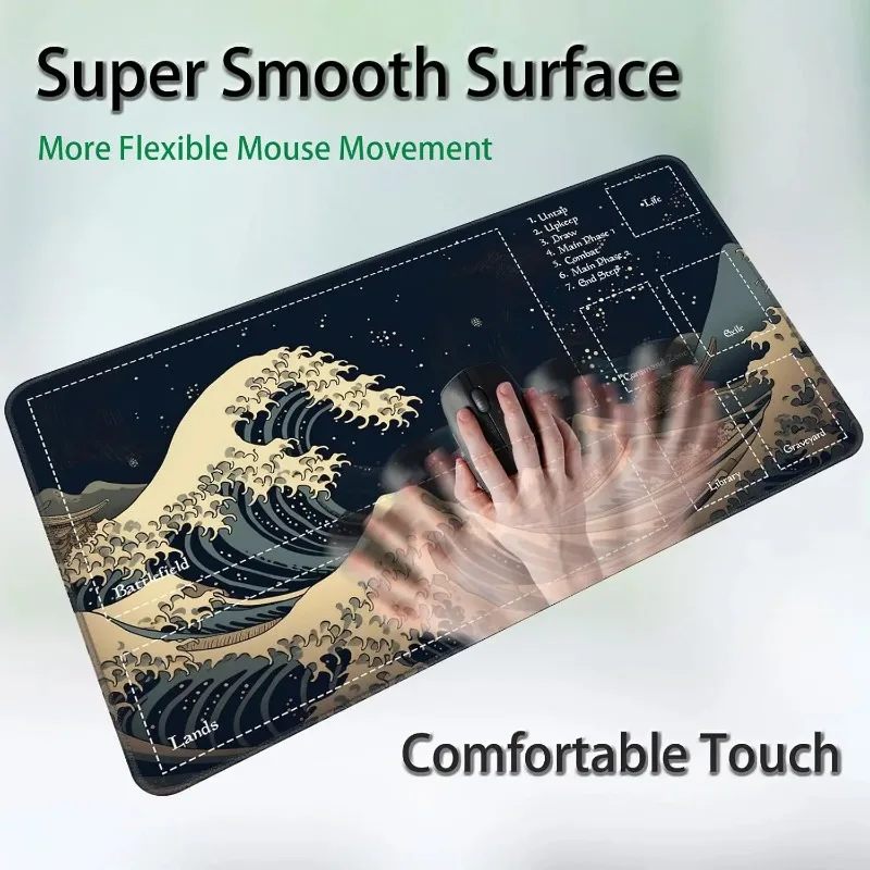 Wave Card Playmat Game Mat 350*600*2MM for TCG CCG RPG Trading Card Inked Game Playmats Smooth Rubber Surface Battle Game