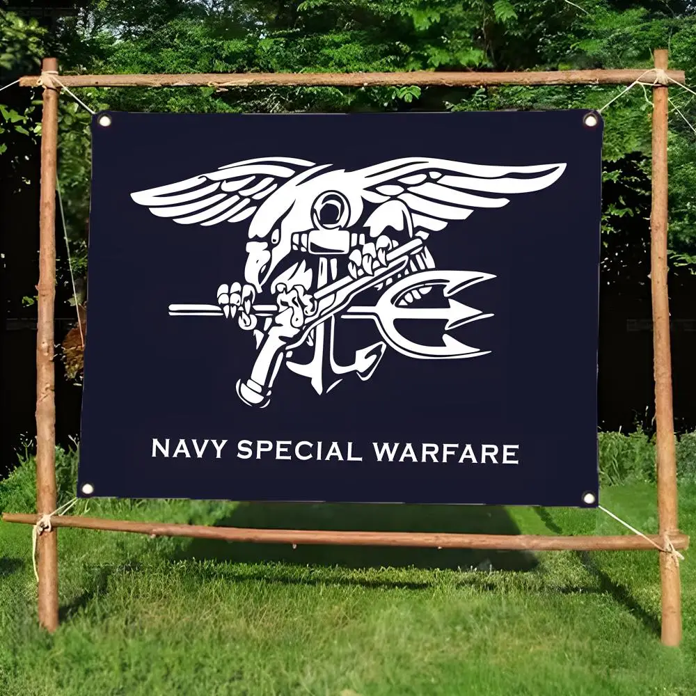 Navy SEALs US Military Elite Flags Borderless four-ring ornament indoor outdoor decoration effortless to hang