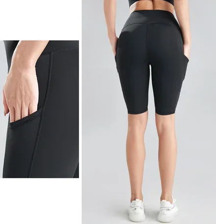 ENCYMO Sports Shorts For Women 2021 New Cycling Running Fitness  High Waist  Push Up Hip Side Pocket Gym shorts Leggings