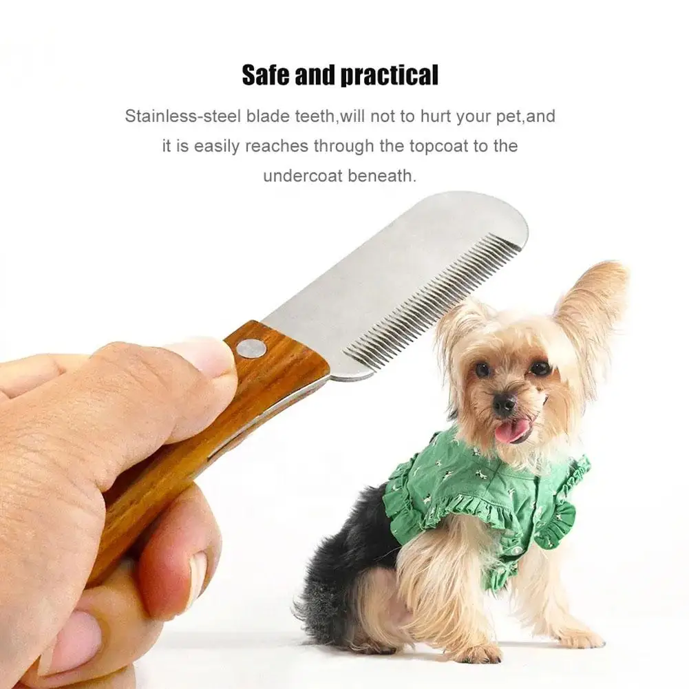 Pet Hair Removal Knife Hand Stripping Knife Pet Cat Grooming Comb Hair Dog Grooming Brushes Remover W5Y0