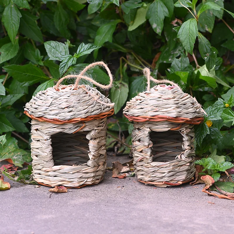 For Outdoor Hand-Weaved Decorative Bird House Cage Shelter Creative Hanging Parrot Nest with Weaved Design Garden