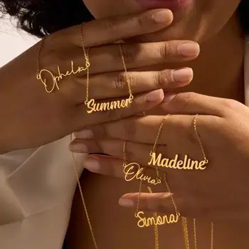 Collier personnalisé avec lettres et nom, pendentif Simple e...