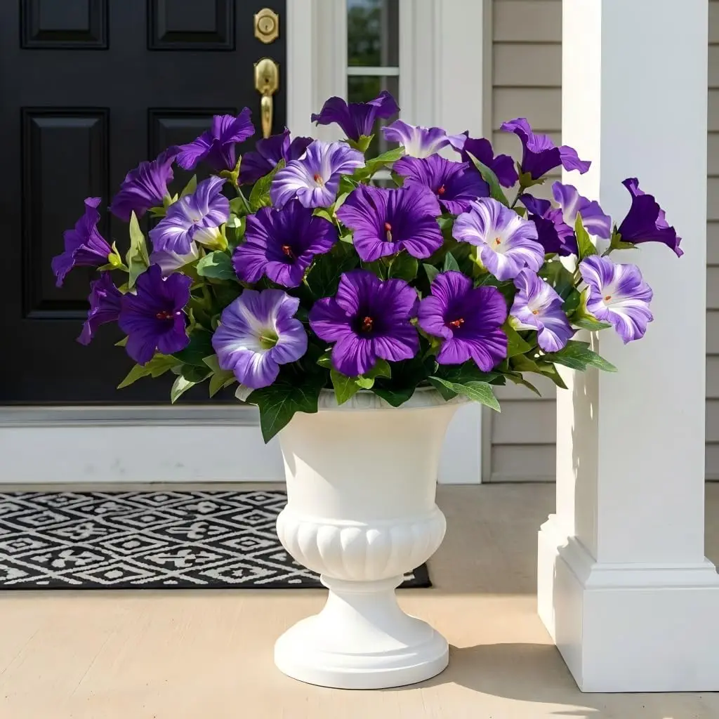 1/3/6 peças de Flores Artificiais de Petúnia Resistentes a UV, Flores de Seda com Aparência Realista para Decoração de Jardim, Varanda e Casa