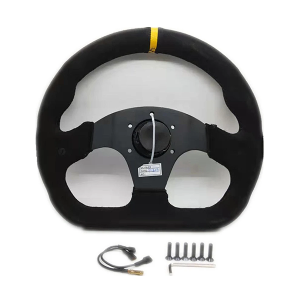 13 Inch 320mm Flat Drift Racing Steering Wheel Suede Leather Universal Modified Sport Car Steering Wheel Accessory