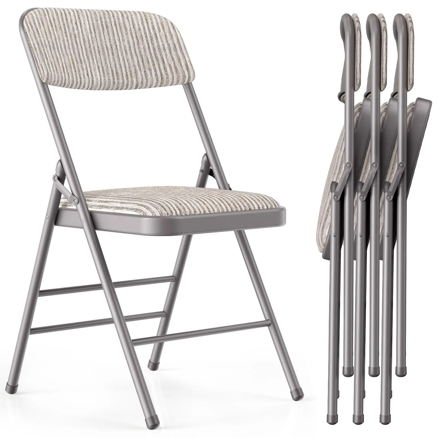 

Grade Folding Chair with Padded Fabric Cushion（16"X16" |Double-hinged Legs Luxury Style|4.5kg Capacity, Customized