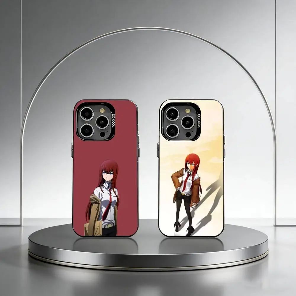 

Steins Gate Kurisu Makise Phone Case For iPhone 17,16,15,14,13,12,11 Plus,Pro Max,XS,Colored Silver Plated Inside Cover