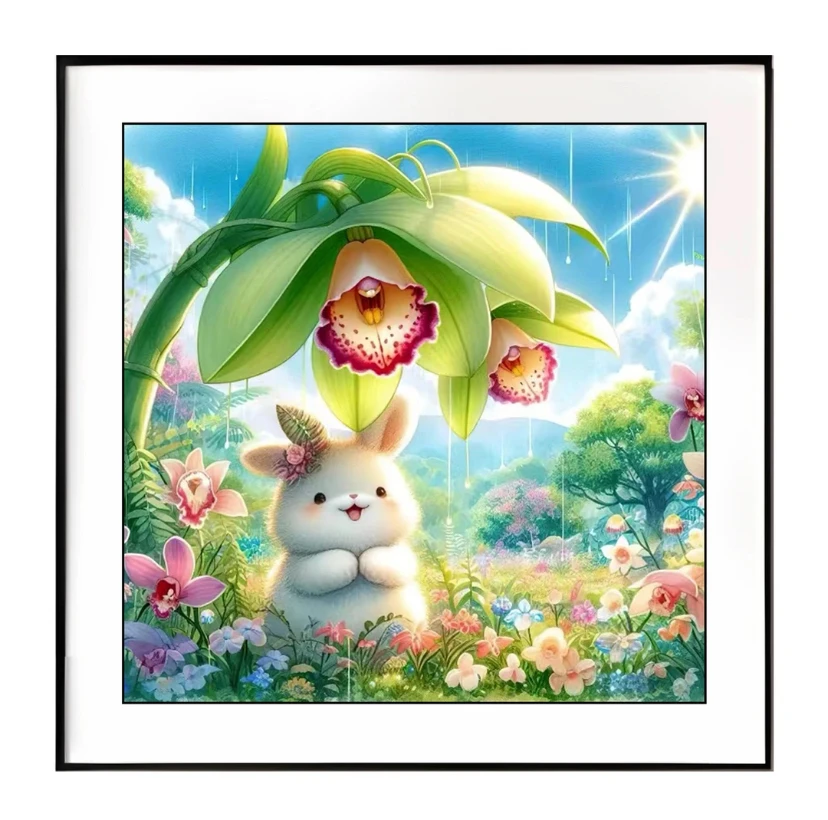 9ct 60x60cm Rabbits Flowers Embroidery DIY Chinese Style Printed Kits Cross Stitch Needlework Sets Home Decor Crafts New