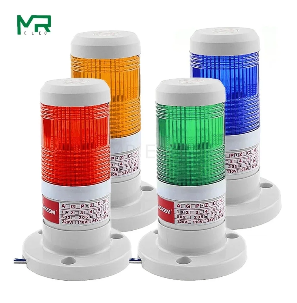 LED Industrial Red Yellow Blue Green Signal Tower Warning Lamp Stack Light Alarm Apparatus 12V 24V 110V 220V