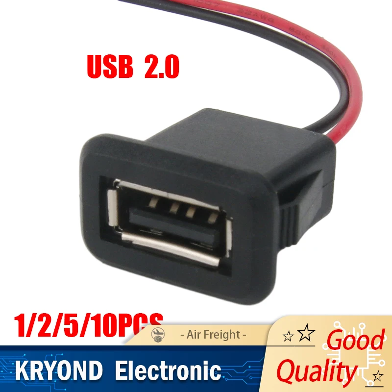 1-10PCS 2 Pin 4 Pin USB 2.0 Female Power Jack Connector Data Interface with Cable USB Charger Socket