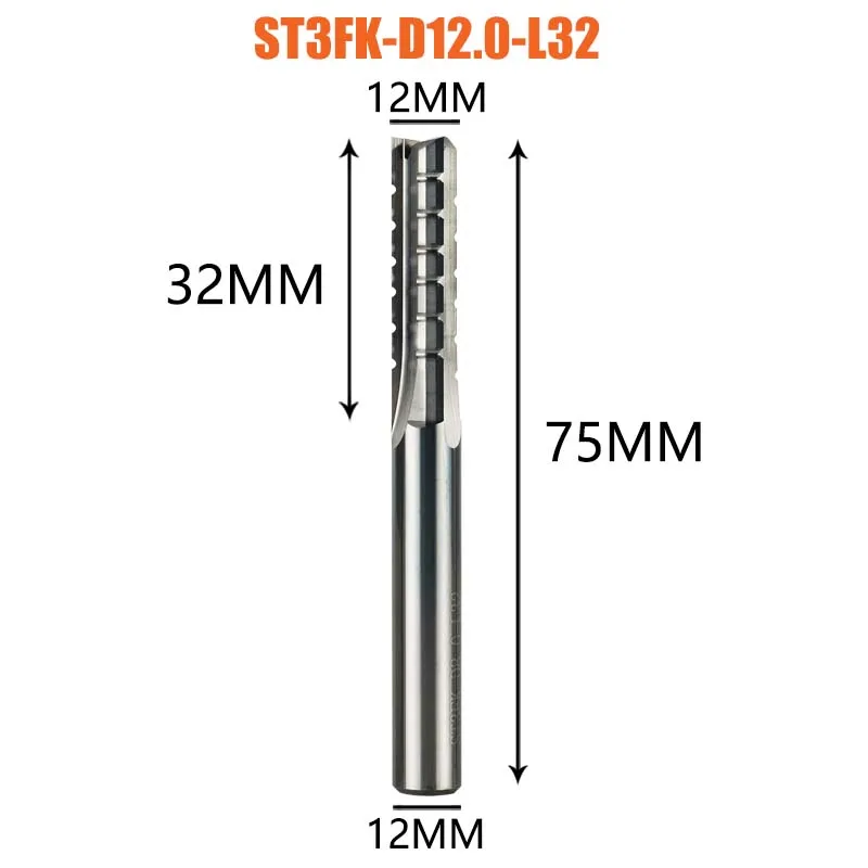 

Dreanique 1pc 12x32x75 3 Straight Flute Solid Carbide Milling Cutter with Chipbreaker,Wood Carving Trimming Slotting Plywood