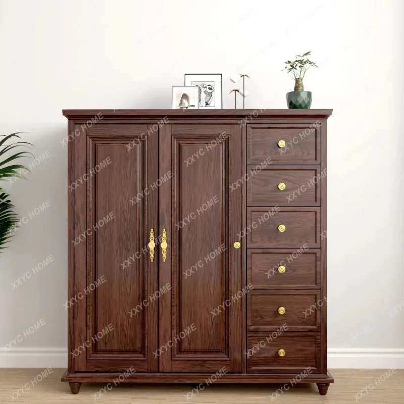 XX all-solid wood short wardrobe, simple storage in bedroom storage wardrobe