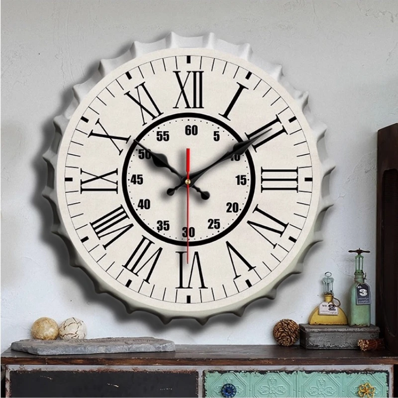 

American Style Living Room Clock Mural Retro European Wall Clock Creative Corridor Rome Quartz Clock Watch Home Decor Items