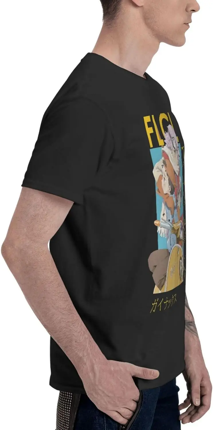 FLCL Anime T Shirts Mens Summer Casual Fashion Loose Cotton Crew Neck Short Sleeves Shirt Sports T Shirt