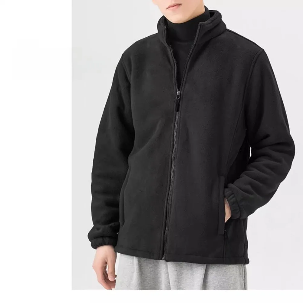 Men's Double Sided Fleece Jacket Stand-up Collar Zipper Warm And Windproof Coat