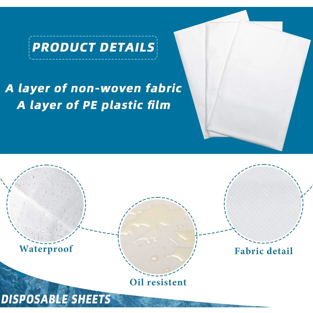 50 Pieces 31 x 70 Inches Disposable Bed Sheets Bed Cover Massage Table Sheet Non-woven Fabric for Spa, Lash, Beauty Salon Waxing