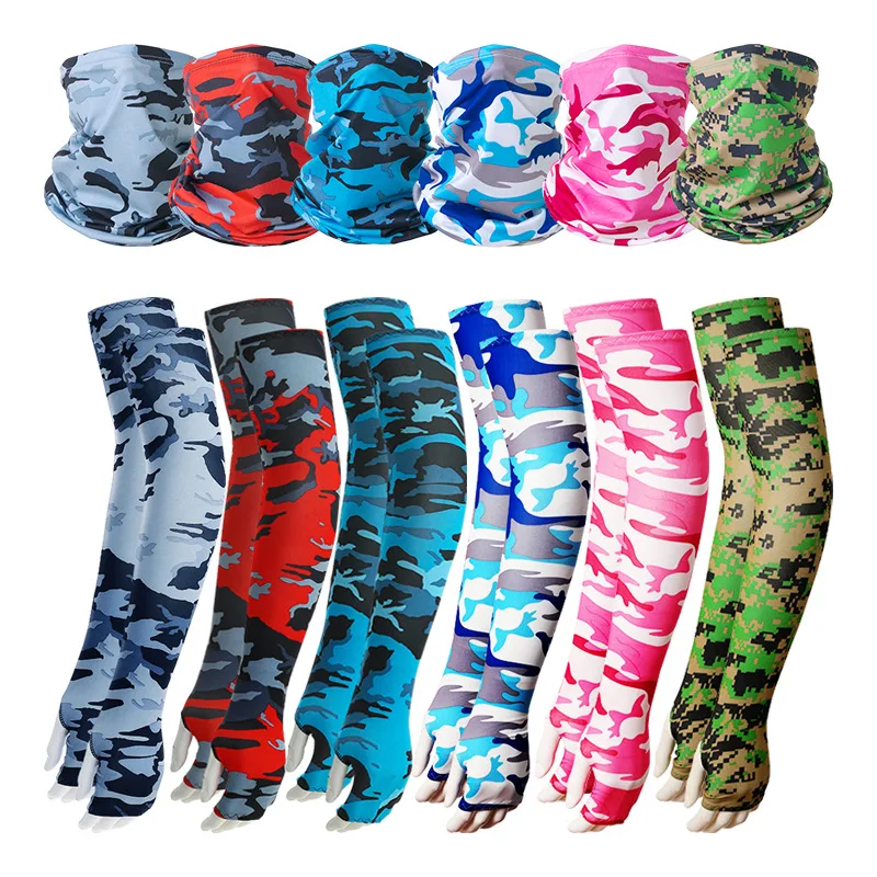 

Outdoor Sport Bandana +arm Sleeve Tube Scarf Fishing Cycling Tactical Hiking Face Cover Neck Gaiter Half Mask Headband Men Women