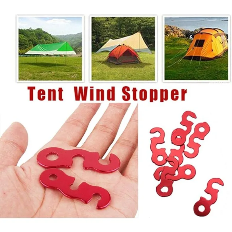 1/10pcs Aluminum Alloy Guyline Cord Adjuster Tent Tensioners with 3 Holes Red Rope Adjuster for Outdoor Camping Hiking