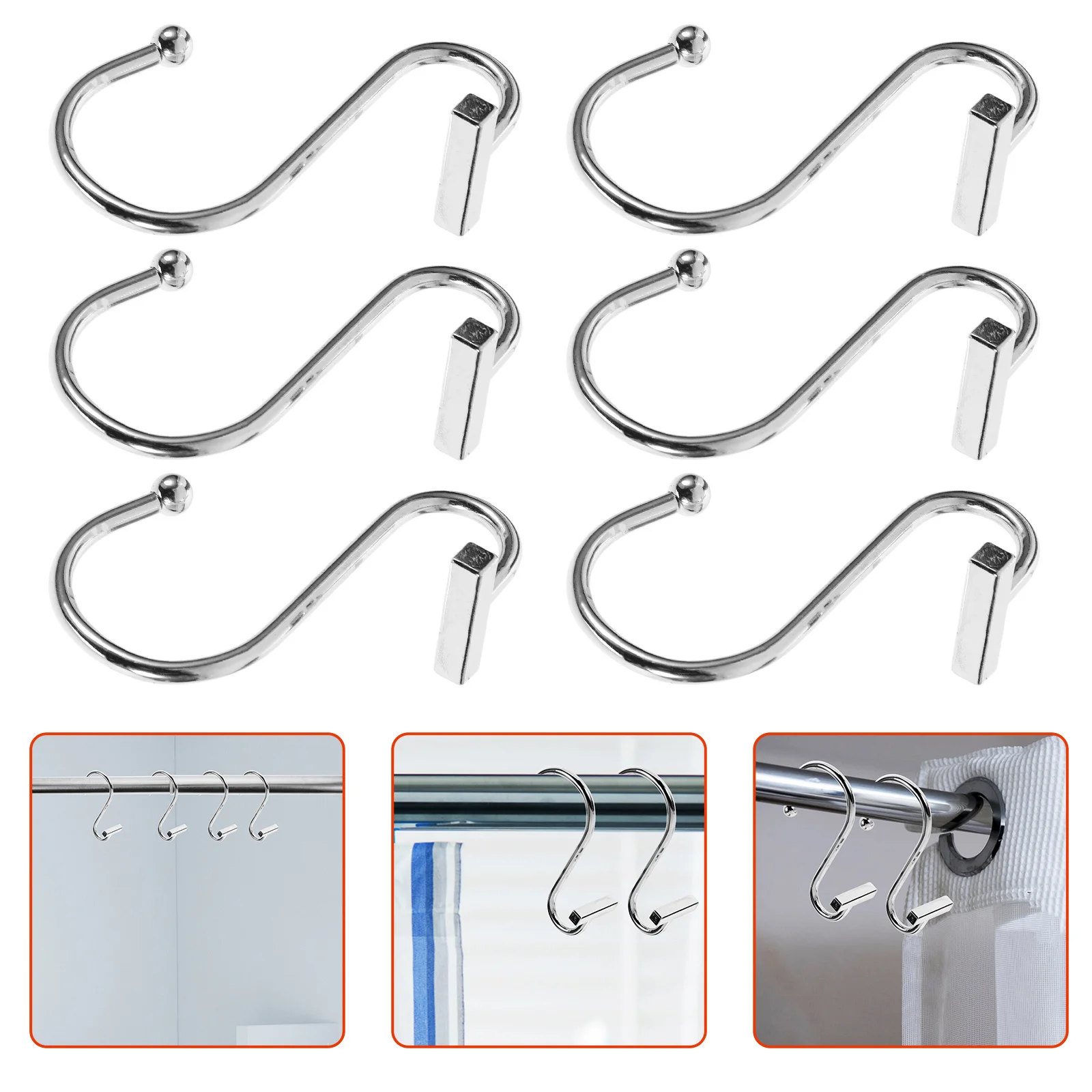 12 قطعة من شماعات ستائر الدش المعدنية بتصميم أنيق، خطافات زخرفية عملية مقاومة للاهتراء لخطافات ستائر الدش المنزلية #2