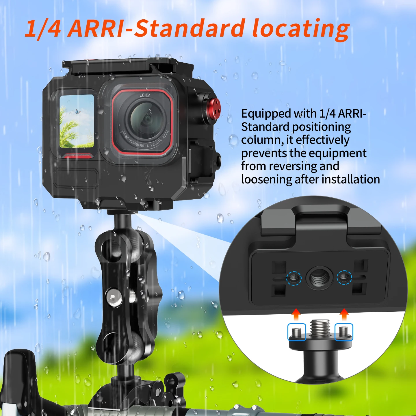 Aluminium 1 Zoll Kugelkopf-Adapter 1/4 M6 ARRI Positionierungsschraube Motorrad Fahrrad Handy GPS-Halterung für Gopro Insta360 Kamera – Detail 14