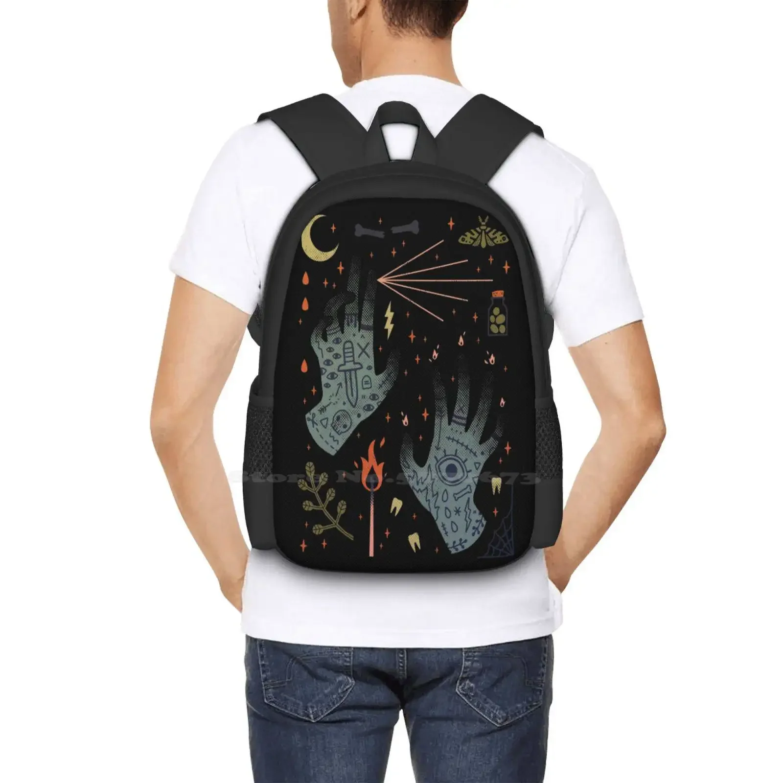 لعنة علىك! حار بيع المدرسية على ظهره حقائب الموضة عرافة غامض هالوين ماجيك الإملائي مخيف الأيدي ساحرة #6