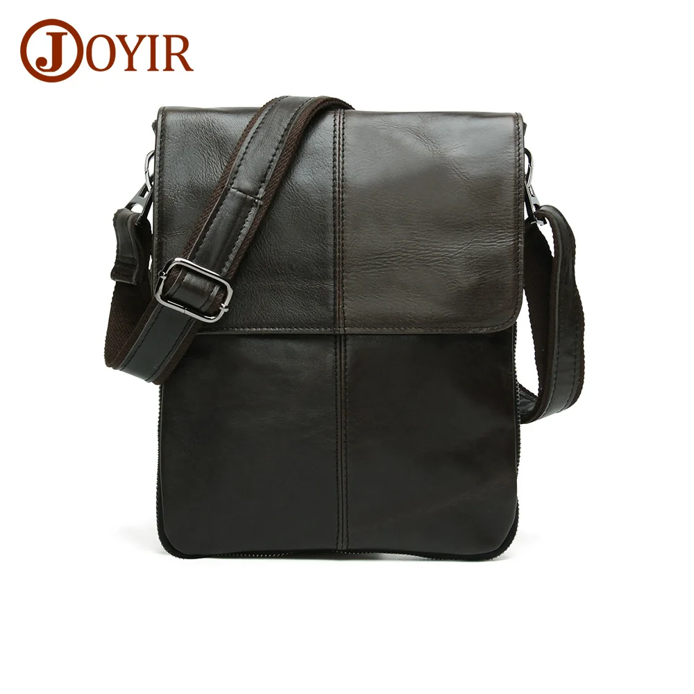 JOYIR-bandolera de piel auténtica para hombre, bolso cruzado de hombro, informal, de diseñador, Vintage, con bandera