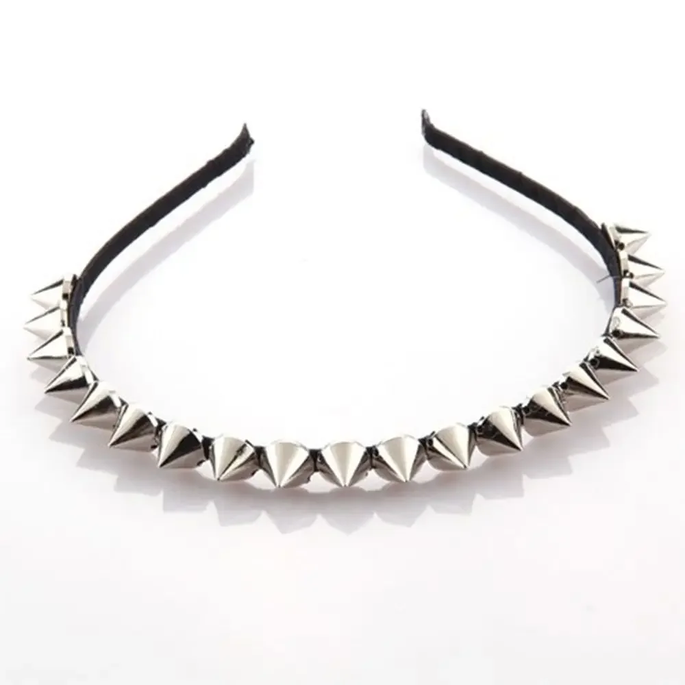

Punk Cool Metal Headband Rivets Hair Clips Captivating Bow Spike Lady Headband Hair Band Headwear Apparel Accessories