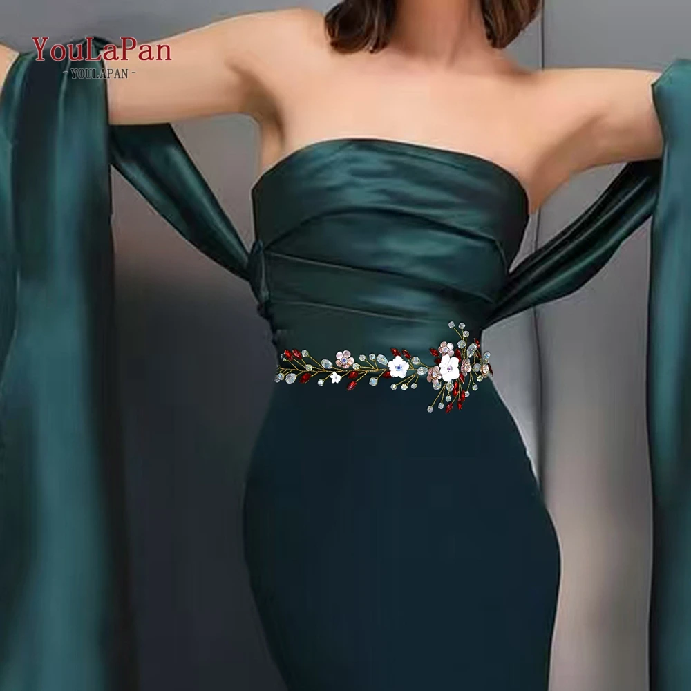 

YouLaPan Bridal Rhinestone Crystal Belt Wedding Dress Waist Decoration Elegant Bride Belt Evening Gown Belt Accessories SH862
