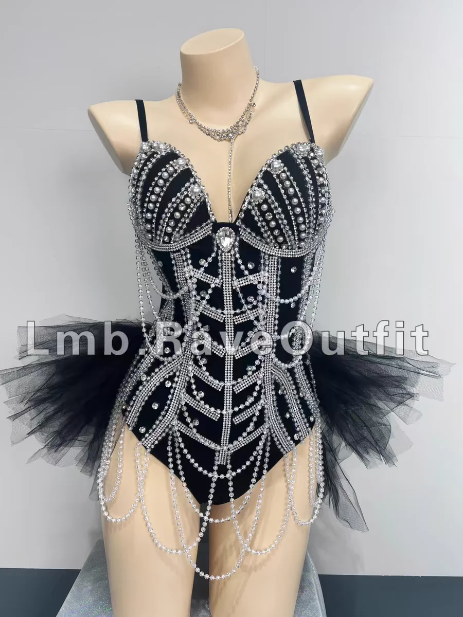 European/American Style Sparkling Diamond Tassel Luxury Jumpsuit Holiday Party Female Singer Dancer Stage Performance Clothing