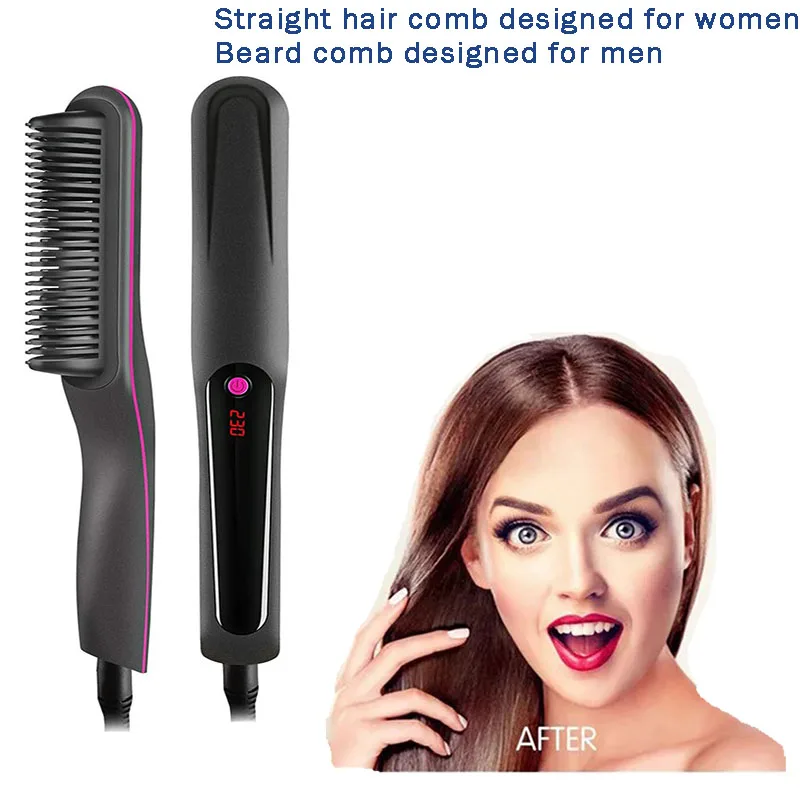 

Multifunctional Hair Straightener Brush Anti-Scald Fast Heating Flat Iron Hot Comb Heating Straightening Brush Straightening