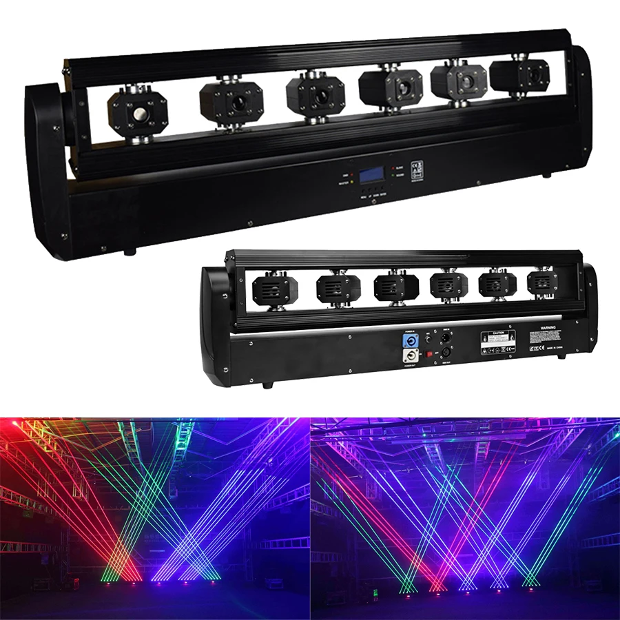 6-Augen Moving Head RGB Lichtleiste Bühnenbeleuchtung 6x500MW Beam DJ-Lichtleiste Wandfluter mit DMX-Steuerung, automatisch Soundaktiviert, für Partys