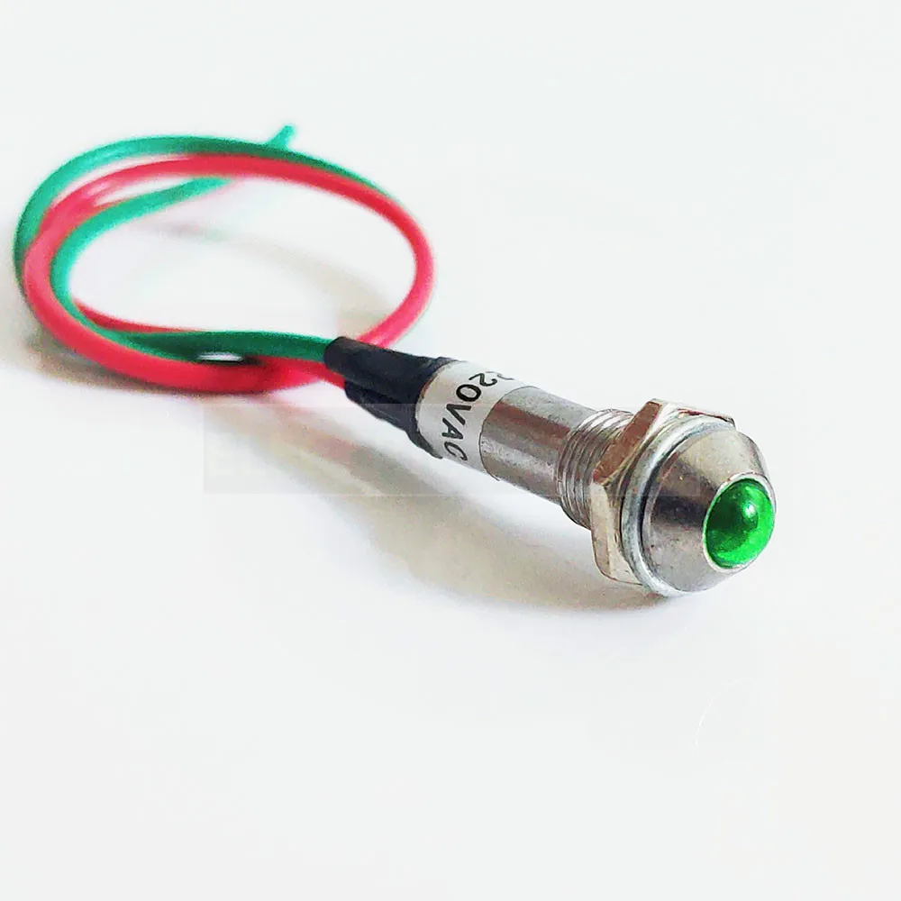 8mm metal Indicator lights waterproof Signal lamp with wire LED indication mini indicator light 12V 24V 220v power signal lamp