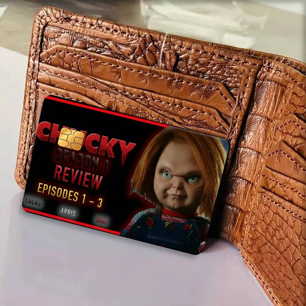 Horror Doll Chucky Cartoon  Anime Credit Card Skin Stickers For Bank Card Bus Metro Card Sticker Waterproof Women