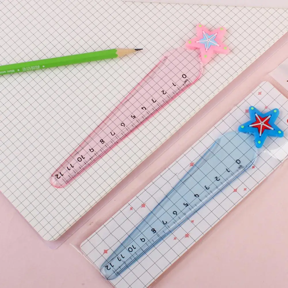 2Pcs  Rulers Modern Funny Cartoon Kids Straight Rulers Anti-fade Non-slip Straight Rulers