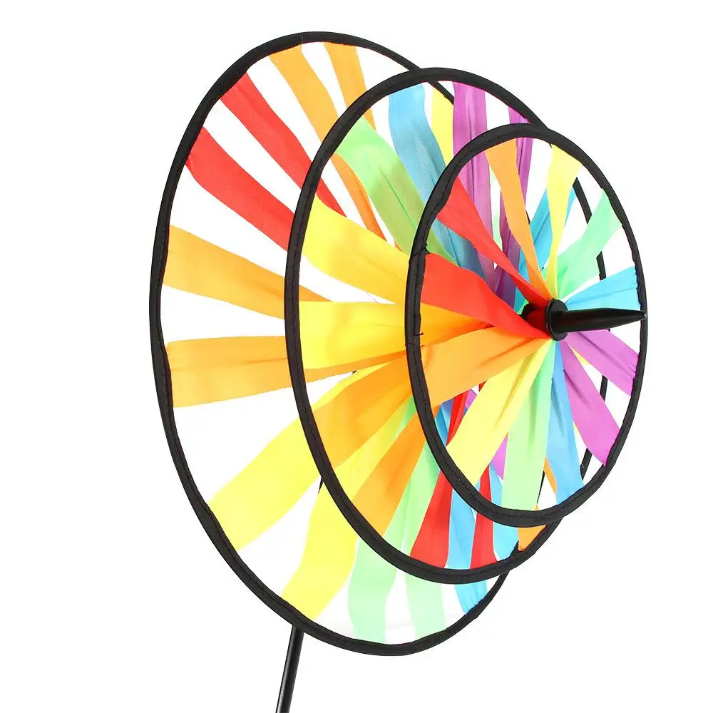 

For Children Triple Wheel Yard Decoration Wind Spinners Garden Windmill Windmill Toys Rainbow Pinwheel