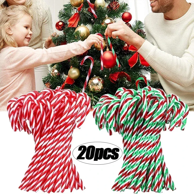 

12/24pcs Christmas Candy Canes Acrylic Xmas Tree Hanging Twisted Crutch Pendant New Year Christmas Party Home Decoration