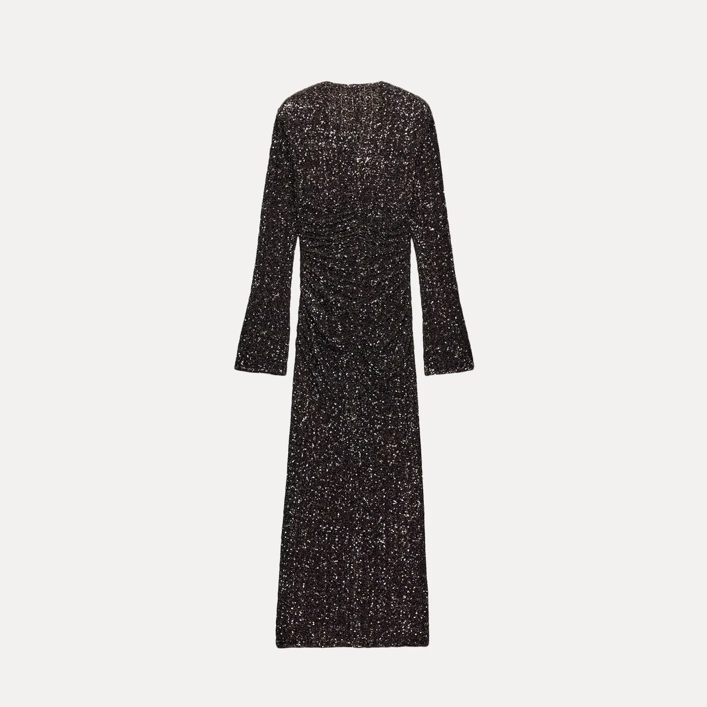 Z feminino Faionable frisado Dr com almofadas de ombro Ele Versátil longo Sve V-Ne Ci Commute Casual Wear