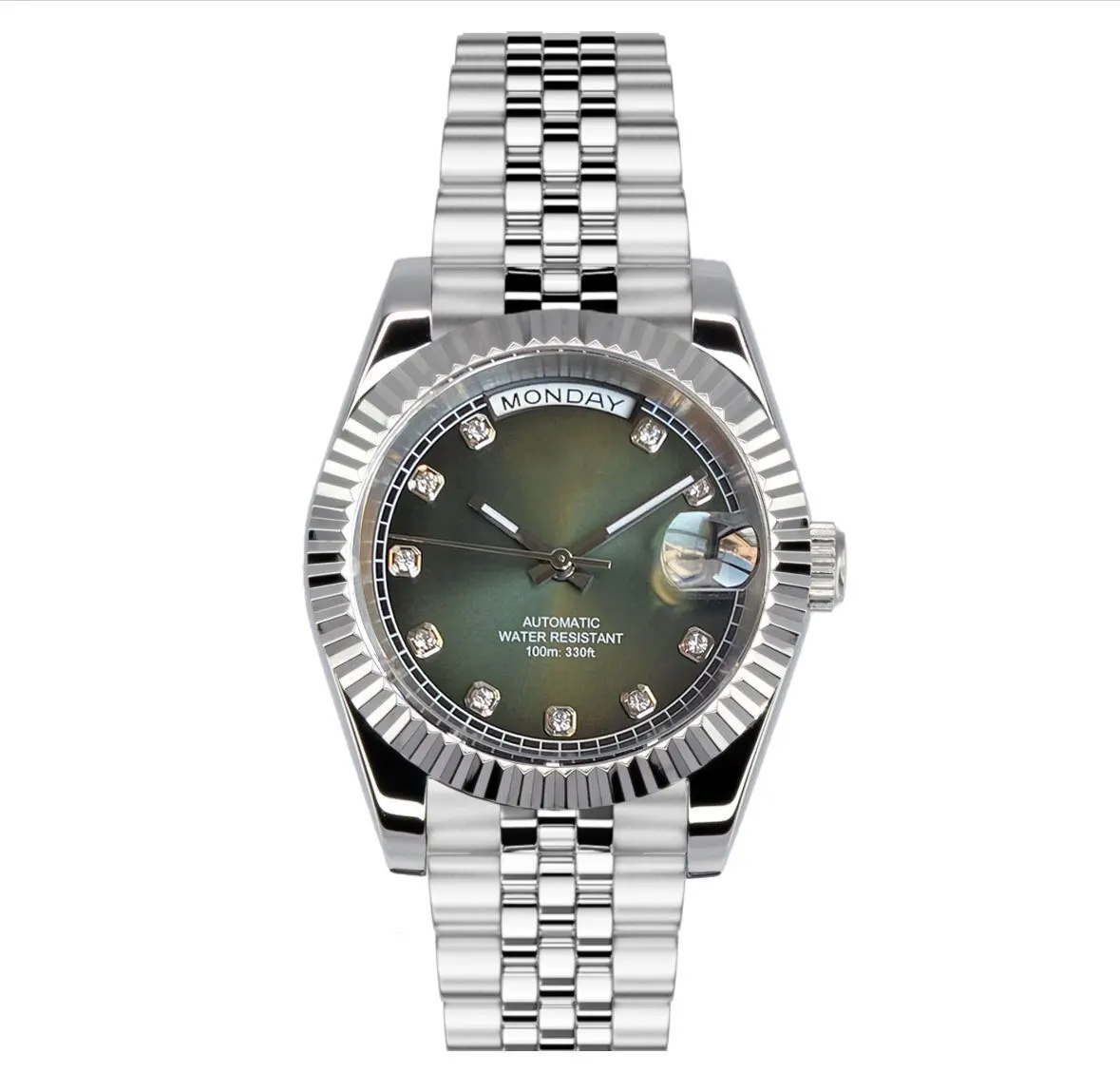 맞춤형 로고 36mm 39mm 12시 날짜 주간 선버스트 다이얼 NH35A 자동식 무브먼트 남자 시계 사파이어 유리 스테인레스 스틸