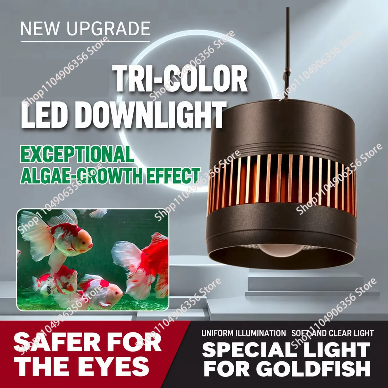 Three-color LED tube lights simulate sunlight and enhance the color of goldfish bubble algae, suitable for fish tanks