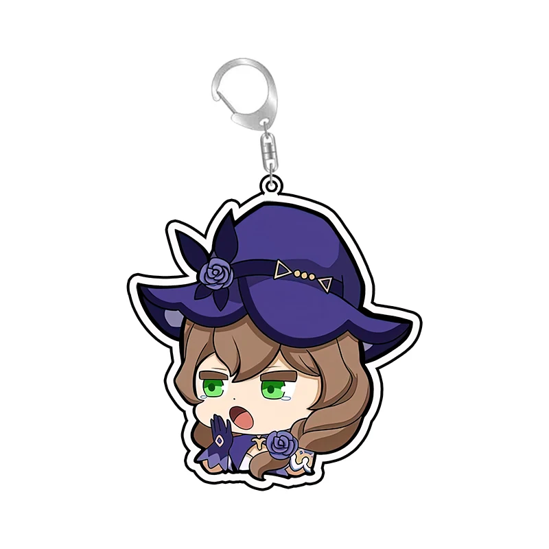 Genshin Impact Anime Figure Key Chain Ring Cute Keqing Lisa Cartoon Keyring Backpack Charms Customized Acrylic Keychain