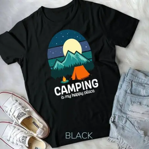 Retro Camping Is My Happy Place Hiking Camping Men Women Baseball Unisex T-shirt