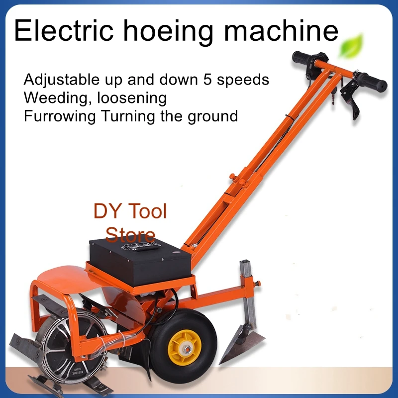 Electric weeder with trenching and loosening plows to turn the soil charging small agricultural weeding micro-cultivator