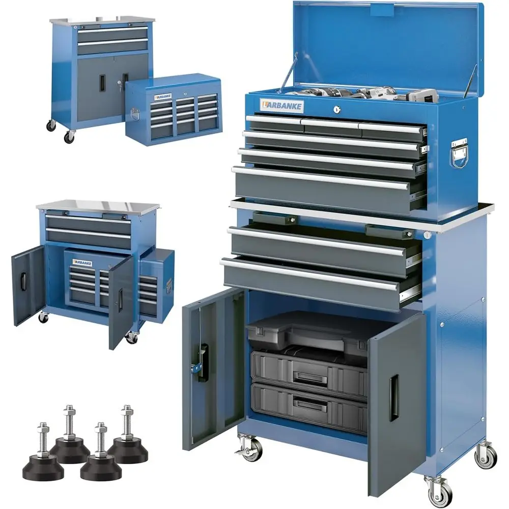 

360 ° Вращающийся ящик для инструментов с мягким сиденьем, запирающимся шкафом, идеально подходит для гаража и мастерской