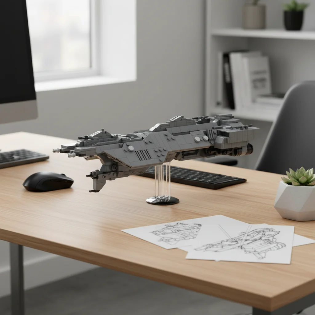 MOC Spirit of Galactic Fire Space Ship Building Blocks UNSC Warship Cruiser Model Sci-Fi Military Bricks Toys Gift for Kids Boys view 4