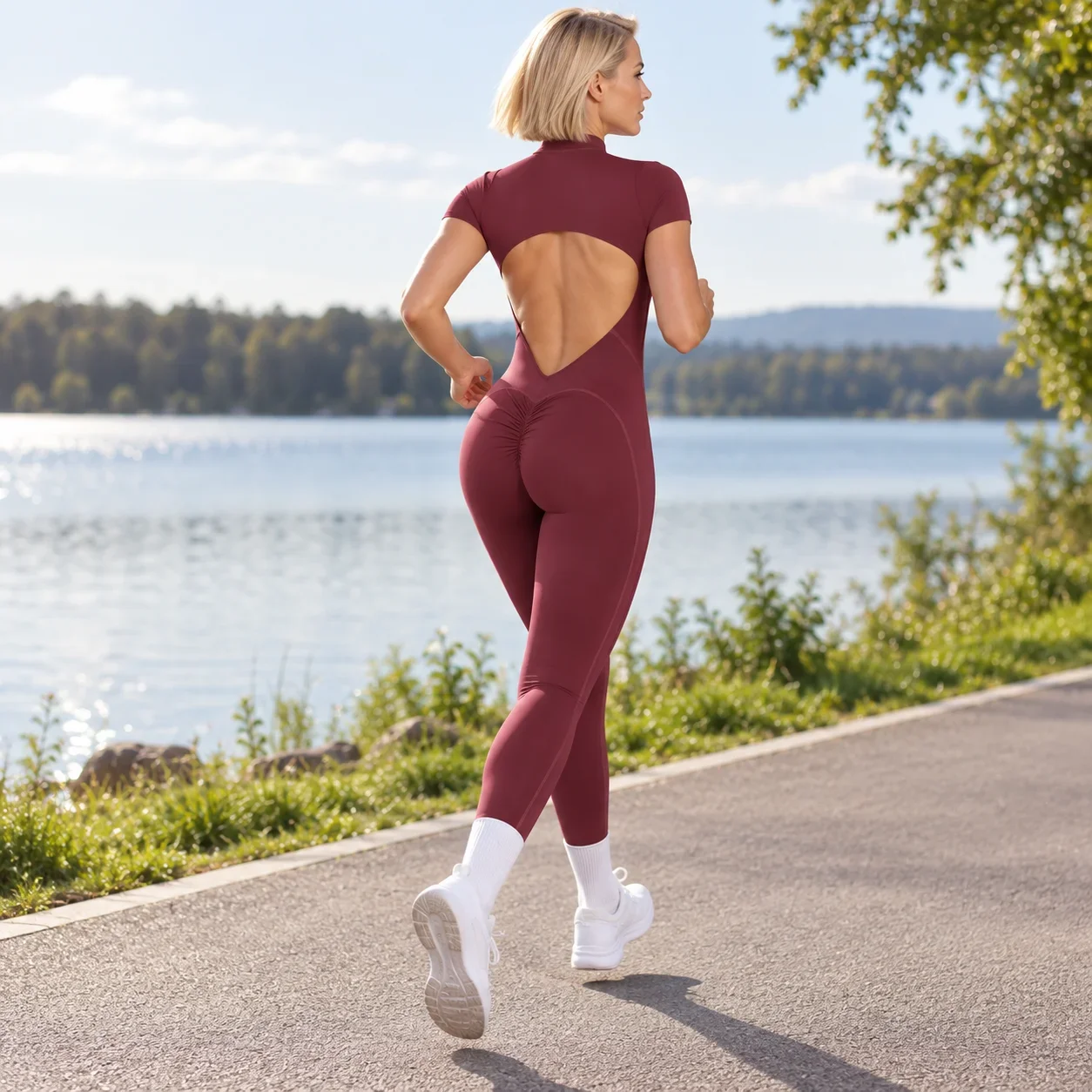 Seamless Yoga Zipper Jumpsuits Sports Fitness Beauty Back Hip-Lifting Long-Sleeved One-Piece Workout Gym Bodysuits for Women
