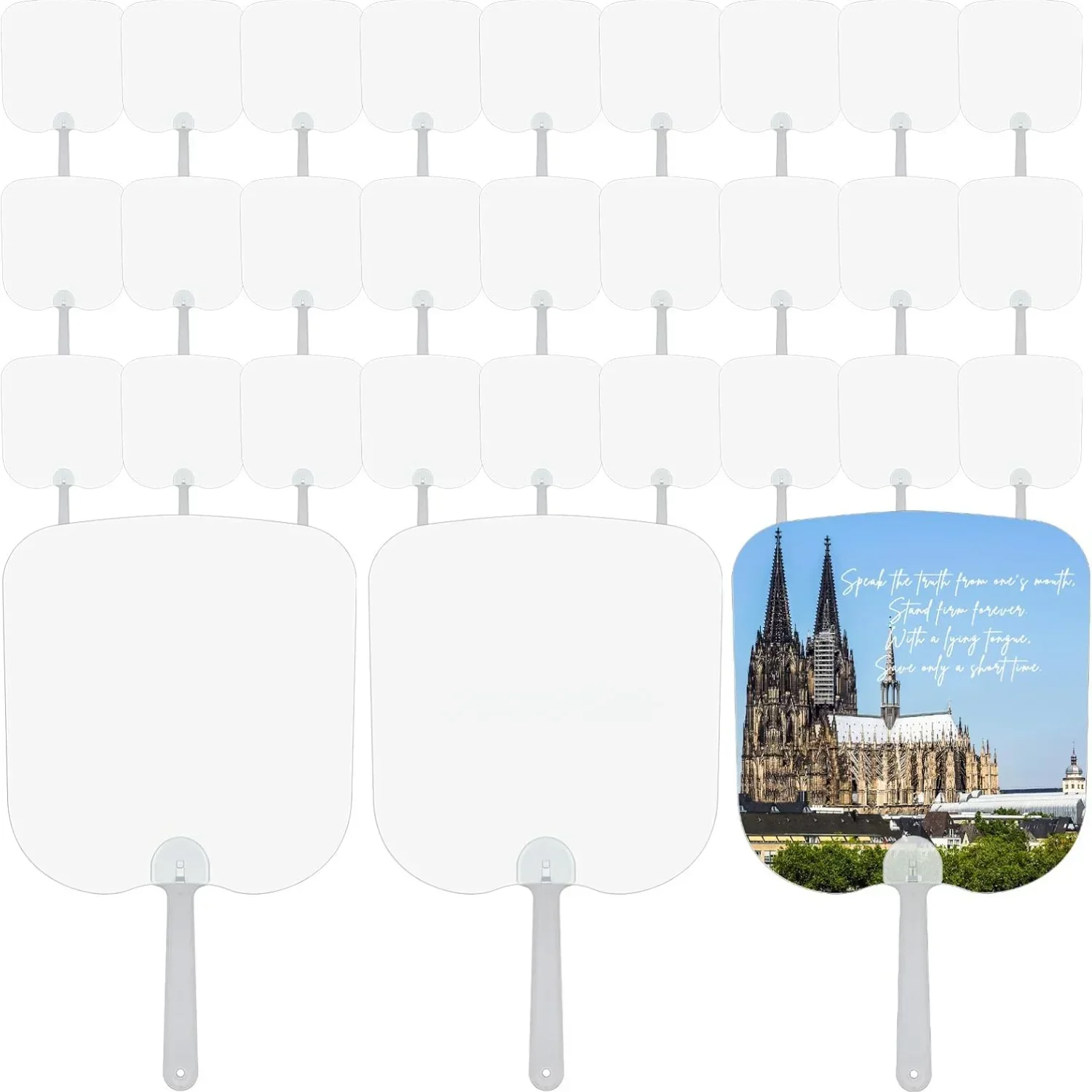 5pcs/10pcs Double-Sided Blank Handheld Church Fans - DIY Sublimation Paddle Fans for Church, Parties, and Wedding Guests