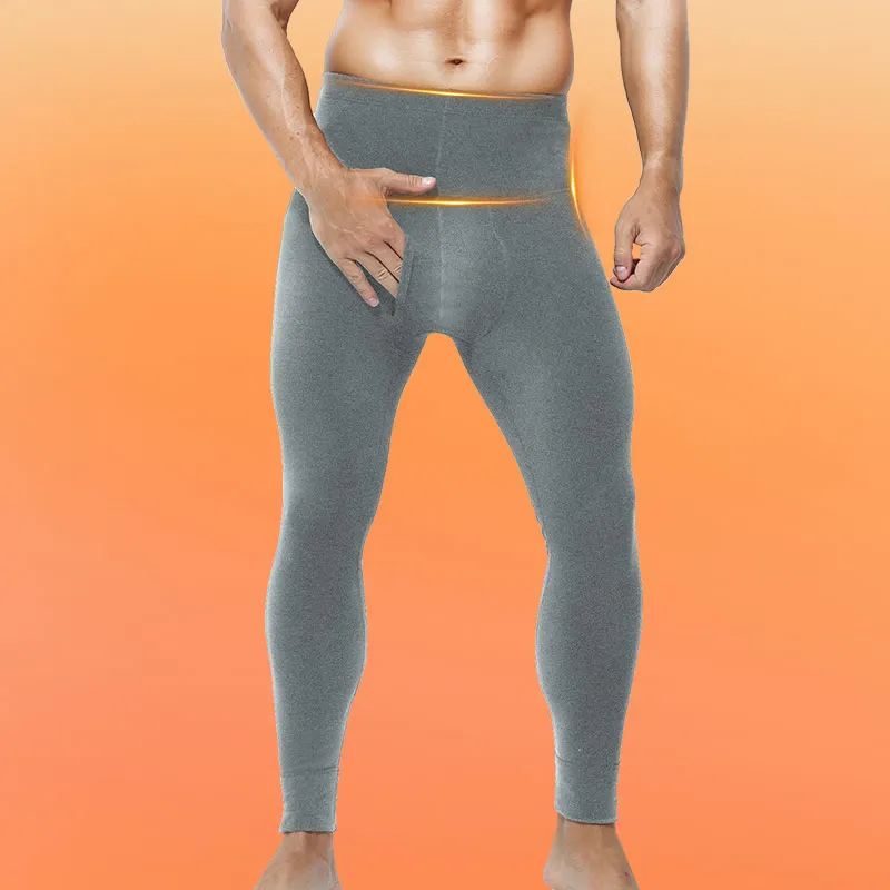 

Men's fleece and thick long Johns single leggings thermal underwear tights high waist line trousers autumn and winter waist long