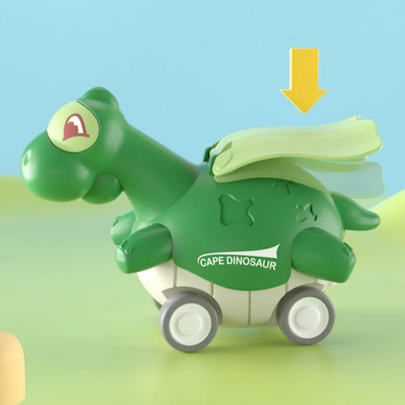 Dinosaur Inertial Car Toy Cartoon Cute Dino Design Pressing Sliding Racing Mini Car Toy Tyrannosaurus Model for Kids Toddler