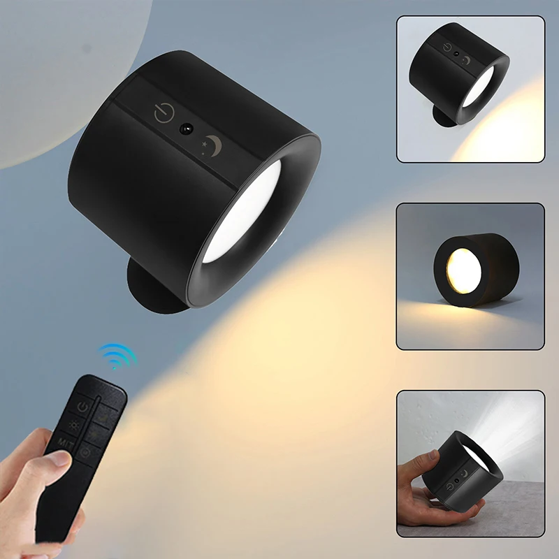 USB Rechargeable Led Wall Lamp Touch Control 360 Rotatable Wireless Portable Night Light For Bedside Bedroom Reading Lamp