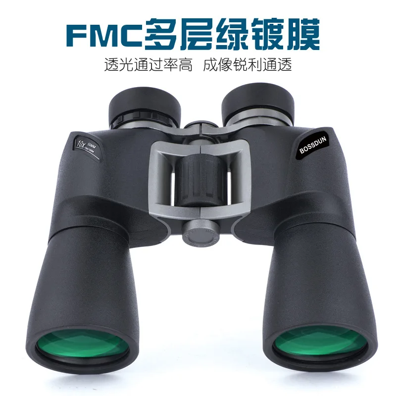 Bossdun 10x50 Porro Binocular Telescope Bak4 FMC Waterproof for Hunting Hiking Bird Watching Sport Events