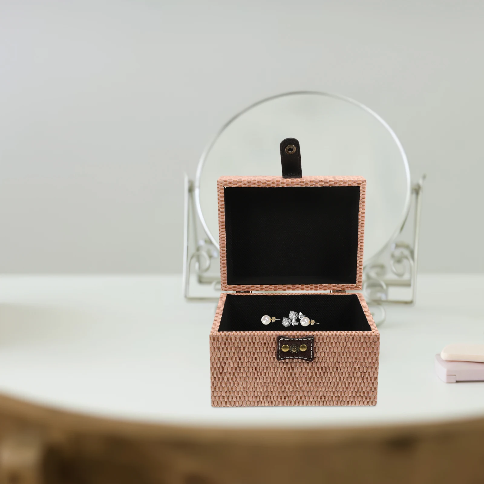 

Wooden Storage Box Jewelry Container with Cover Vanity Organizer for Girls Trinket Case